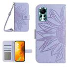 For Infinix Hot 11S NFC Skin Feel Sun Flower Pattern Flip Leather Phone Case with Lanyard(Purple) - 1