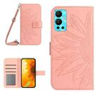 For Infinix Hot 12 Skin Feel Sun Flower Pattern Flip Leather Phone Case with Lanyard(Pink) - 1