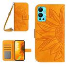 For Infinix Hot 12 Skin Feel Sun Flower Pattern Flip Leather Phone Case with Lanyard(Yellow) - 1