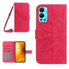 For Infinix Hot 12 Skin Feel Sun Flower Pattern Flip Leather Phone Case with Lanyard(Rose Red) - 1