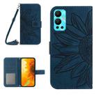 For Infinix Hot 12 Skin Feel Sun Flower Pattern Flip Leather Phone Case with Lanyard(Inky Blue) - 1