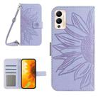 For Infinix Hot 12 Play Skin Feel Sun Flower Pattern Flip Leather Phone Case with Lanyard(Purple) - 1