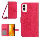 For Infinix Hot 12 Play Skin Feel Sun Flower Pattern Flip Leather Phone Case with Lanyard(Rose Red) - 1