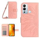 For Infinix Hot 12i Skin Feel Sun Flower Pattern Flip Leather Phone Case with Lanyard(Pink) - 1