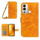 For Infinix Hot 12i Skin Feel Sun Flower Pattern Flip Leather Phone Case with Lanyard(Yellow) - 1