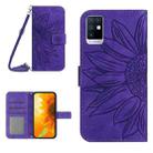 For Infinix Note 10 Skin Feel Sun Flower Pattern Flip Leather Phone Case with Lanyard(Dark Purple) - 1