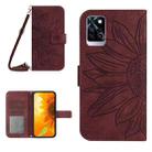 For Infinix Note 10 Pro Skin Feel Sun Flower Pattern Flip Leather Phone Case with Lanyard(Wine Red) - 1