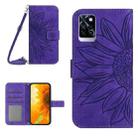 For Infinix Note 10 Pro Skin Feel Sun Flower Pattern Flip Leather Phone Case with Lanyard(Dark Purple) - 1