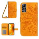 For Infinix Note 11 Skin Feel Sun Flower Pattern Flip Leather Phone Case with Lanyard(Yellow) - 1