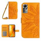 For Infinix Note 11 Pro / Note 11s Skin Feel Sun Flower Pattern Flip Leather Phone Case with Lanyard(Yellow) - 1