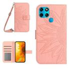 For Infinix Smart 6 Skin Feel Sun Flower Pattern Flip Leather Phone Case with Lanyard(Pink) - 1