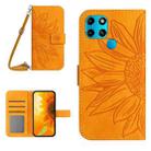 For Infinix Smart 6 Skin Feel Sun Flower Pattern Flip Leather Phone Case with Lanyard(Yellow) - 1