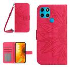 For Infinix Smart 6 Skin Feel Sun Flower Pattern Flip Leather Phone Case with Lanyard(Rose Red) - 1