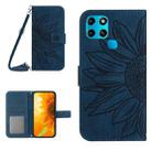 For Infinix Smart 6 Skin Feel Sun Flower Pattern Flip Leather Phone Case with Lanyard(Inky Blue) - 1