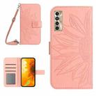 For Tecno Camon 17P Skin Feel Sun Flower Pattern Flip Leather Phone Case with Lanyard(Pink) - 1