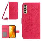 For Tecno Camon 17P Skin Feel Sun Flower Pattern Flip Leather Phone Case with Lanyard(Rose Red) - 1
