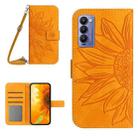 For Tecno Camon 18 / 18 P Skin Feel Sun Flower Pattern Flip Leather Phone Case with Lanyard(Yellow) - 1