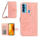 For Tecno Camon 18i Skin Feel Sun Flower Pattern Flip Leather Phone Case with Lanyard(Pink) - 1