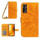 For Tecno Pova 2 Skin Feel Sun Flower Pattern Flip Leather Phone Case with Lanyard(Yellow) - 1