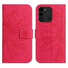 For Tecno Spark Go 2022 / Spark 8C Skin Feel Sun Flower Pattern Flip Leather Phone Case with Lanyard(Rose Red) - 2