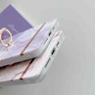 For iPhone 14 Pro Ring Holder Square Plating Gold Edge Phone Case(Galaxy White Purple) - 4