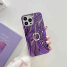 For iPhone 14 TPU Soft Protective Phone Case with Ring Holder(Purple Gold Pink) - 1