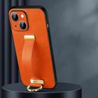 For iPhone 14 SULADA Cool Series PC + Leather Texture Skin Feel Phone Case(Orange) - 1