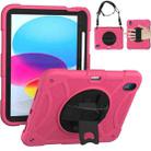 For iPad 10th 10.9 2022 Rotary Grab Silicone And PC Tablet Case(Rose Red) - 1