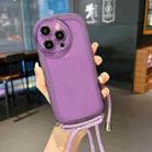 For iPhone 14 Candy Colors TPU Phone Case with Lanyard(Purple) - 1