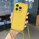 For iPhone 14 Plus Candy Colors TPU Phone Case with Lanyard(Yellow) - 1