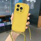 For iPhone 13 Candy Colors TPU Phone Case with Lanyard(Yellow) - 1