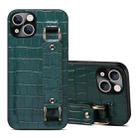 For iPhone 14 Crocodile Wristband Wallet Leather Back Cover Phone Case(Dark Green) - 1