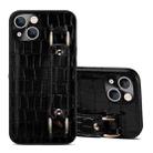 For iPhone 14 Plus Crocodile Wristband Wallet Leather Back Cover Phone Case(Black) - 1