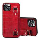 For iPhone 14 Plus Crocodile Wristband Wallet Leather Back Cover Phone Case(Red) - 1