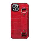 For iPhone 14 Plus Crocodile Wristband Wallet Leather Back Cover Phone Case(Red) - 2