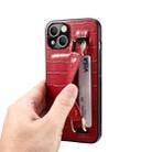 For iPhone 14 Plus Crocodile Wristband Wallet Leather Back Cover Phone Case(Red) - 5