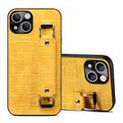 For iPhone 14 Plus Crocodile Wristband Wallet Leather Back Cover Phone Case(Yellow) - 1