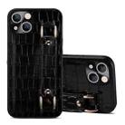 For iPhone 13 Crocodile Wristband Wallet Leather Back Cover Phone Case(Black) - 1