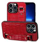 For iPhone 13 Pro Crocodile Wristband Wallet Leather Back Cover Phone Case(Red) - 1