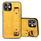 For iPhone 12 Crocodile Wristband Wallet Leather Back Cover Phone Case(Yellow) - 1