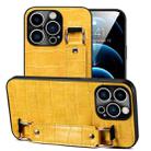 For iPhone 12 Pro Crocodile Wristband Wallet Leather Back Cover Phone Case(Yellow) - 1