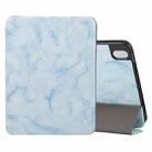 For iPad 10th Gen 10.9 2022 Three-fold Marble Texture Protective Tablet Case with Pen Slot(Blue) - 1