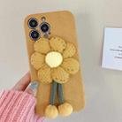 For iPhone 14 Pro Chrysanthemum Woolen Phone Case(Yellow) - 1