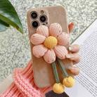 For iPhone 14 Pro Chrysanthemum Woolen Phone Case(Grey) - 1