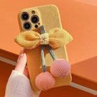 For iPhone 14 Cravat Woolen Phone Case(Yellow) - 1