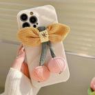 For iPhone 14 Cravat Woolen Phone Case(White Yellow) - 1