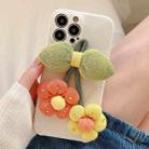 For iPhone 13 Pro Cravat Woolen Phone Case(White Green) - 1