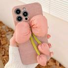 For iPhone 14 Plus Tulip Woolen Phone Case(Pink) - 1