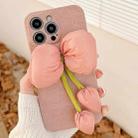 For iPhone 12 Tulip Woolen Phone Case(Pink) - 1