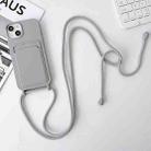 For iPhone 14 Crossbody Lanyard Elastic Silicone Card Holder Phone Case(Grey) - 1